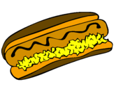 Disegno Hot dog pitturato su pietro