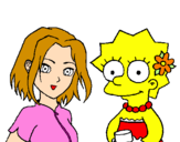 Disegno Sakura e Lisa pitturato su giada colatei