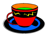 Disegno Tazzina di caffè  pitturato su thè