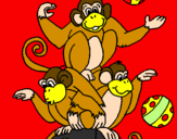 Disegno Scimmie giocoliere pitturato su andrea  alloatti
