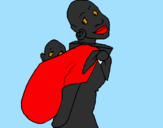 Disegno Africana con fazzoletto porta bambino pitturato su SERENA     E     MAMMA
