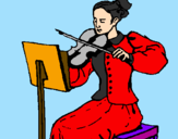Disegno Dama violinista  pitturato su STEFANIA 