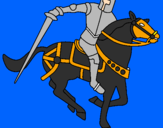 Disegno Cavaliere a cavallo IV pitturato su Mattia
