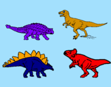 Disegno Dinosauri di terra  pitturato su sofia