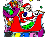 Disegno Babbo Natale alla guida della sua slitta pitturato su Mateus Domingos