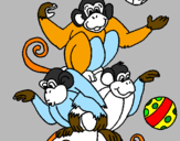 Disegno Scimmie giocoliere pitturato su attia M