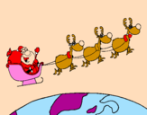 Disegno Babbo Natale che consegna i regali 3 pitturato su samira 