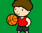 Disegno Giocatore di pallacanestro  pitturato su basket