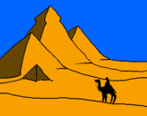 Disegno Paesaggio con le piramidi  pitturato su giorgio