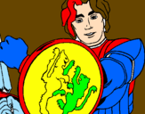 Disegno Cavaliere dallo scudo con leoni  pitturato su FILIPPO