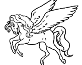 Disegno Pegaso che vola  pitturato su cavallo alato