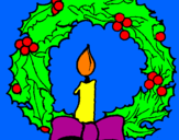 Disegno Corona augurale con una candela pitturato su alice