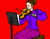 Disegno Dama violinista  pitturato su doha