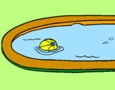 Disegno Palla in piscina pitturato su chiara
