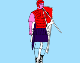 Disegno Soldato romano  pitturato su babbo