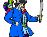 Disegno Pirata con il pappagallo  pitturato su rebecca