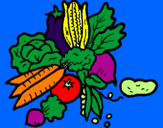 Disegno verdure  pitturato su camilla