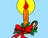 Disegno Candela di Natale pitturato su moira