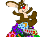 Disegno Coniglio di Pasqua pitturato su teodora