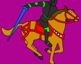 Disegno Cavaliere a cavallo IV pitturato su elena