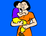 Disegno Bacio materno  pitturato su FRANCESCA   MARCHINI