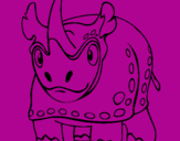 Disegno Rinoceronte  pitturato su giulia