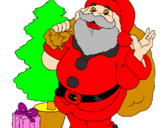 Disegno Babbo Natale con lalbero di Natale pitturato su Neyma