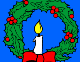 Disegno Corona augurale con una candela pitturato su eugenio