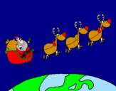Disegno Babbo Natale che consegna i regali 3 pitturato su silvestro