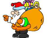 Disegno Babbo Natale e il suo sacco di regali  pitturato su nadine