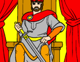 Disegno Cavaliere Re  pitturato su tavolo
