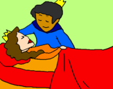 Disegno La principessa addormentata e il principe  pitturato su BellaGold