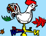 Disegno Banderuole e gallo  pitturato su giada
