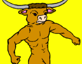 Disegno Testa di bufalo  pitturato su  Minotauro