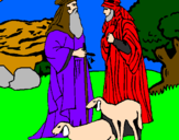 Disegno Pastori pitturato su emilia