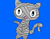 Disegno Mummia gatto scaraboechio pitturato su alessia