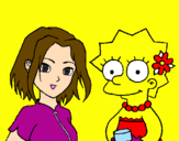 Disegno Sakura e Lisa pitturato su domenico