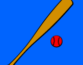 Disegno Mazza da baseball e Pallina  pitturato su marta