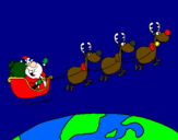 Disegno Babbo Natale che consegna i regali 3 pitturato su ottavio  isi