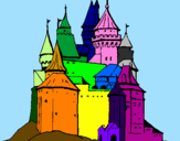 Disegno Castello medievale  pitturato su fabrizio
