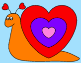 Disegno Lumachina cuore  pitturato su michele 