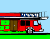 Disegno Camion dei pompieri con la scala pitturato su Damiano