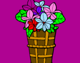 Disegno Paniere di fiori 3 pitturato su camilla crosa