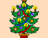 Disegno Albero di Natale con le candeline pitturato su sara Varesio