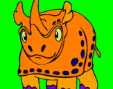 Disegno Rinoceronte  pitturato su checco
