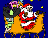 Disegno Babbo Natale alla guida della sua slitta pitturato su scribani jessica