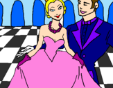 Disegno Principessa e principe al ballo  pitturato su violadirosa