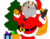 Disegno Babbo Natale con lalbero di Natale pitturato su antójoni