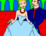 Disegno Principessa e principe al ballo  pitturato su SONIA M.