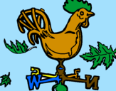 Disegno Banderuole e gallo  pitturato su fravi